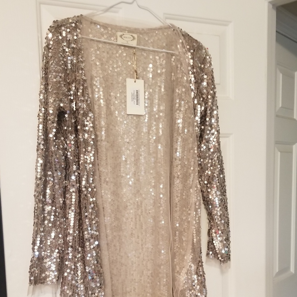 Medium Joyfolie Mia Joy sequin cardigan NWT